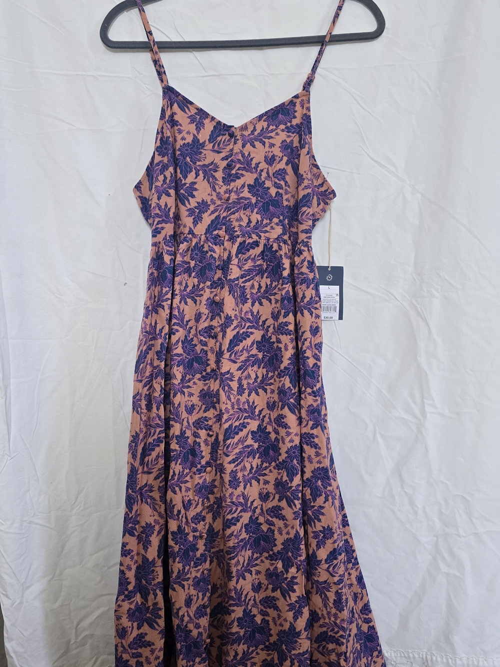 Universal Thread Peach Maxi Dress with Purple Floral Print